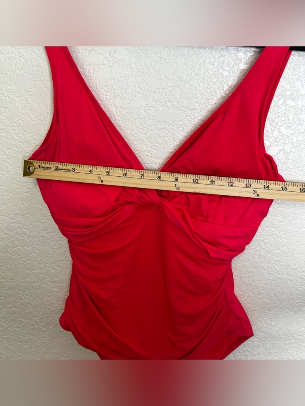 Ralph Lauren Womens One Piece Swimsuit Twist V-Neck Sz 14 L Red Orange Beach - Picture 8 of 9